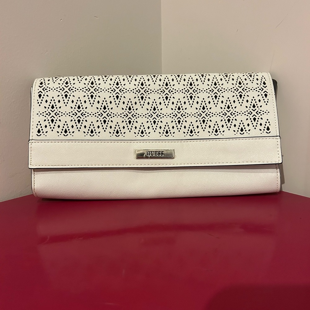 White Guess Clutch